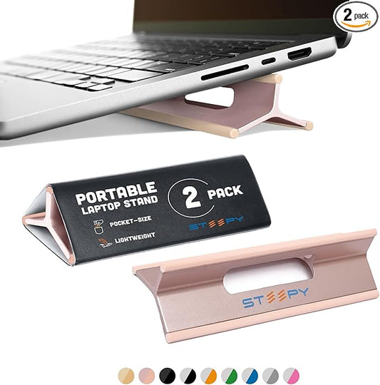 Steepy Portable Laptop Stand for Desk – Adjustable Height, & Portable Laptop Holder – Ergonomic Computer Stand for Cooling & Comfort – Slip-Proof, Sturdy Design – Universal Fit for 13-17 Inch Devices