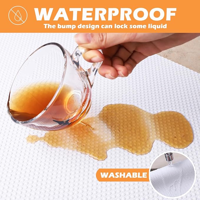 FLPMIX Shelf Liner for Kitchen Cabinets 14 inch Wide - Waterproof Cabinet Liner - Non-Adhesive Easy to Cut Drawer Mat for Cupboard Pantry Shelves - 14" X300 Inch White