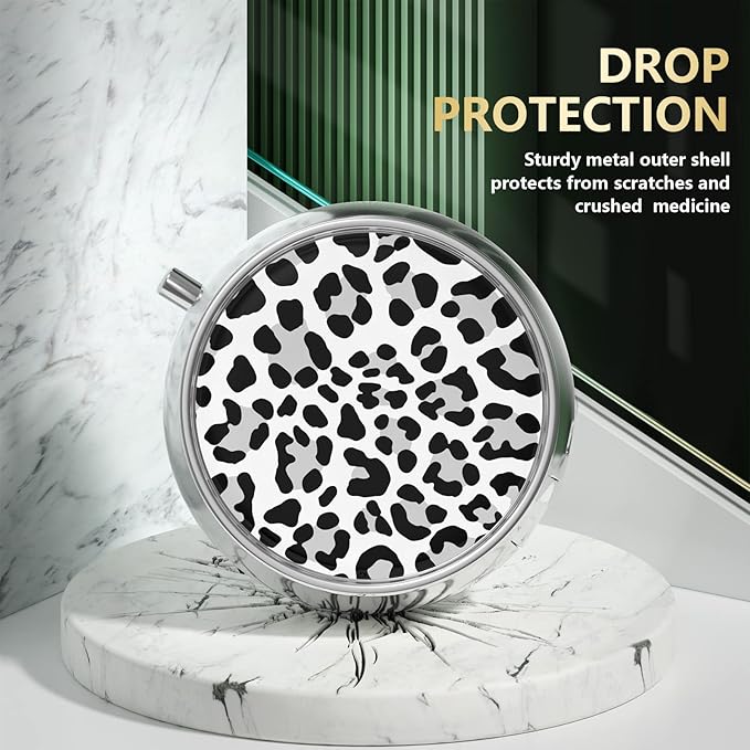 3 Pack Pill Box, Small Pill Case for Purse & Pocket, Cute Travel Medicine Organizer, Portable Medicine Container Holder to Hold Vitamins, Medication, Fish Oil & Supplement, Pink Flowers Leopard