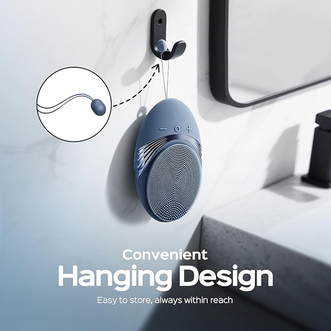 COSLUS Silicone Face Scrubber for Men: 5 Cleansing Modes Facial Cleansing Brush for Beard Care, Sensitive Skin - Deep Cleansing & Gentle Exfoliating, Waterproof Portable for Shower & Travel, Navyblue