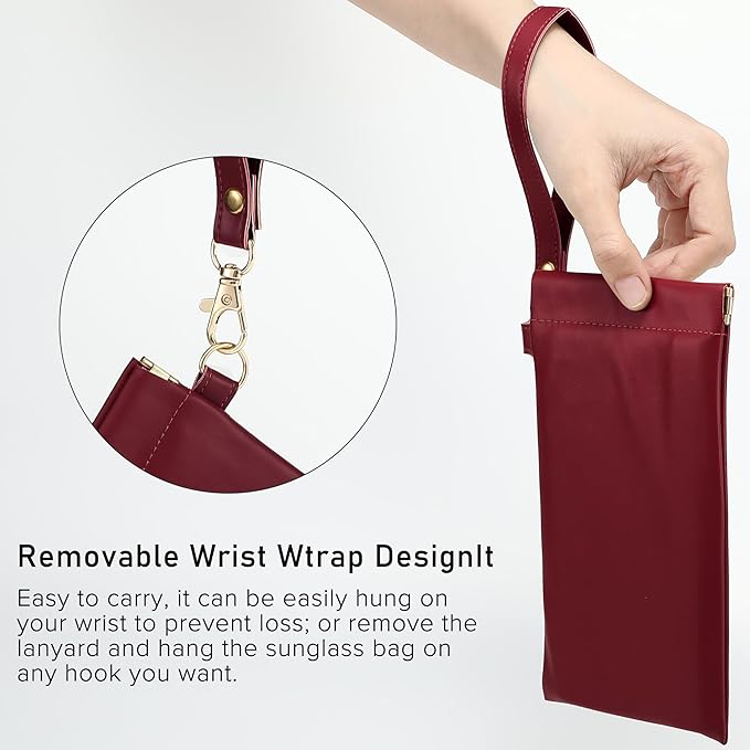 2Pack Leather Glasses Case for Women Men Book-like Hard Shell Eyeglass Bag With Carrying Strap Soft Sunglasses Pouch