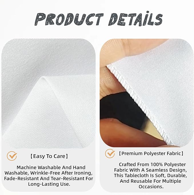 6 Pack White Table Cloth Rectangle Table Cloths for 8 Foot Rectangle Tables 60 X 126 Inch Washable Polyester Tablecloth for Weddings, Parties, Banquet, and Daily Use