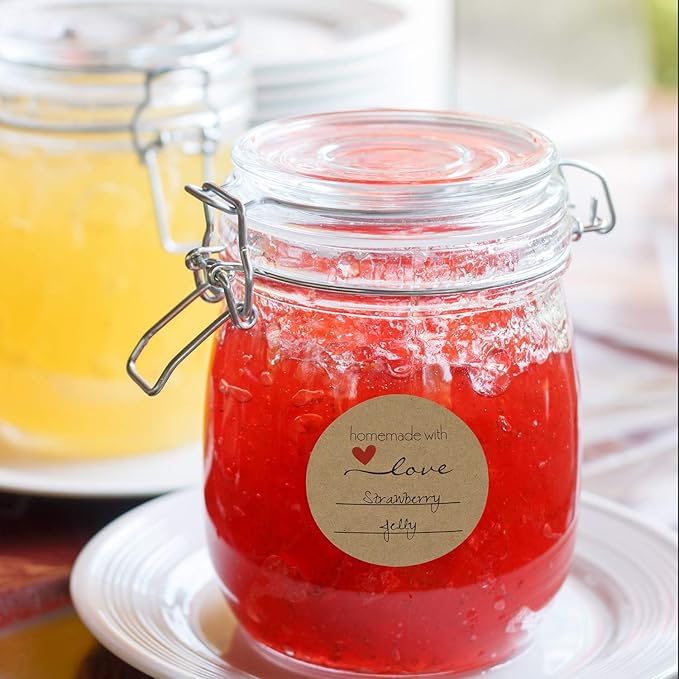 2" Homemade with Love Sticker with Writing Lines / 2" Round Homemade with Love Canning Label / 500 Jar Labels Roll/Made in The USA