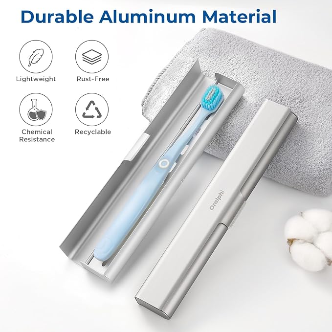 Aluminum Toothbrush Travel Case, Portable Travel Toothbrush Holder, Durable Manual Toothbrush Box Container for Traveling, Bathroom, Camping, Business Trip-1Pack Silver