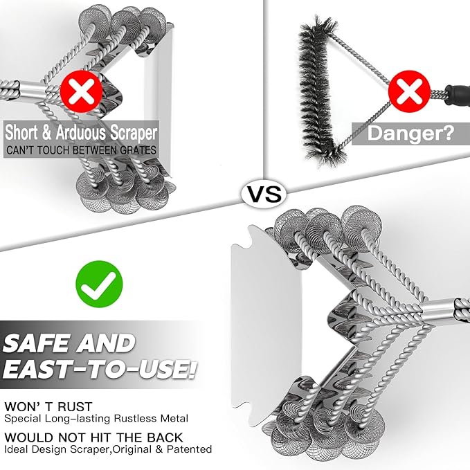 APNSFWL Grill Brush and Scraper Bristle Free Safe BBQ Brush for Grill Stainless Grill Grate Cleaner Safe Grill Accessories for Porcelain/Weber Gas/Charcoal Grill Gifts for Grill Wizard/Men/Dad