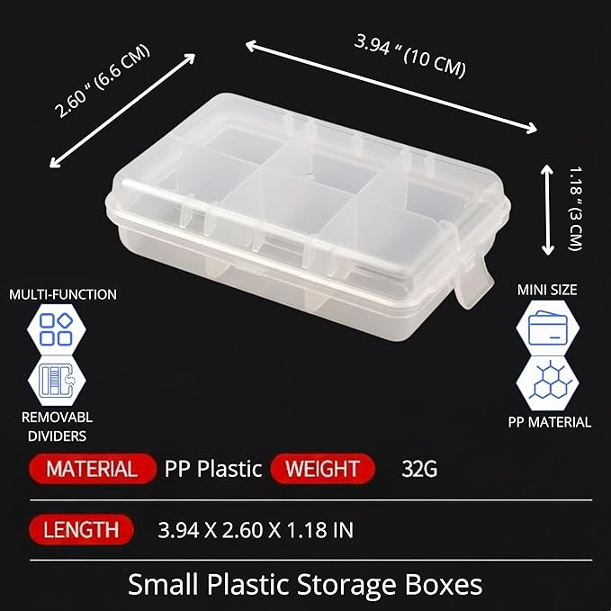 Portable Small Pocket Organizer Box, Transparent Storage Case for Screws/Nuts/Bolts/Nails/Washers/Snap Rings/Automotive & Paper Clips/Fuses/Buttons/Pins/Beads/Jewelry-Pack of 3