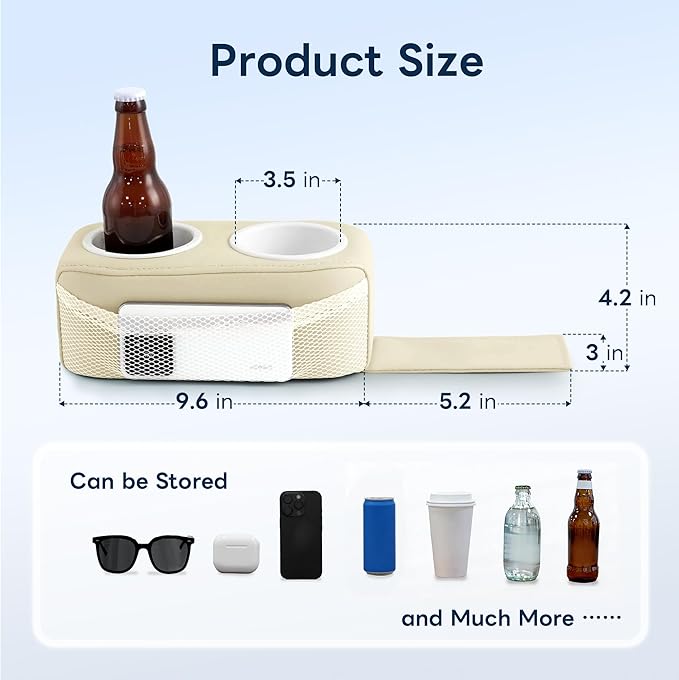 Marinexplore Pontoon Cup Holder,Boat Seat Cup Holder,Double Drink Holder,Portable Cup Beverage Mobile Phone Holders for Pontoon Boat Sofa,RV Couch,Car Back Seat (Beige)
