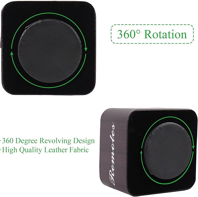 Hennaja Square Leather Art Supply Organizer,Remote Control Holder with Removable Dividers,360°Rotatable Pencil Holders,4 Compartments Organizer for Office Supplies Storage Box(1-Dark Brown)