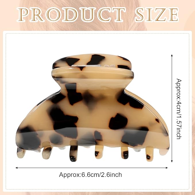 WILLBOND 6 Pieces Medium Hair Claw Clips for Thin Hair 2.6 Inch Tortoise Shell Clip Banana Jaw Hairpin French Style Barrettes Head Accessories for Women Girls(Fresh Pattern)