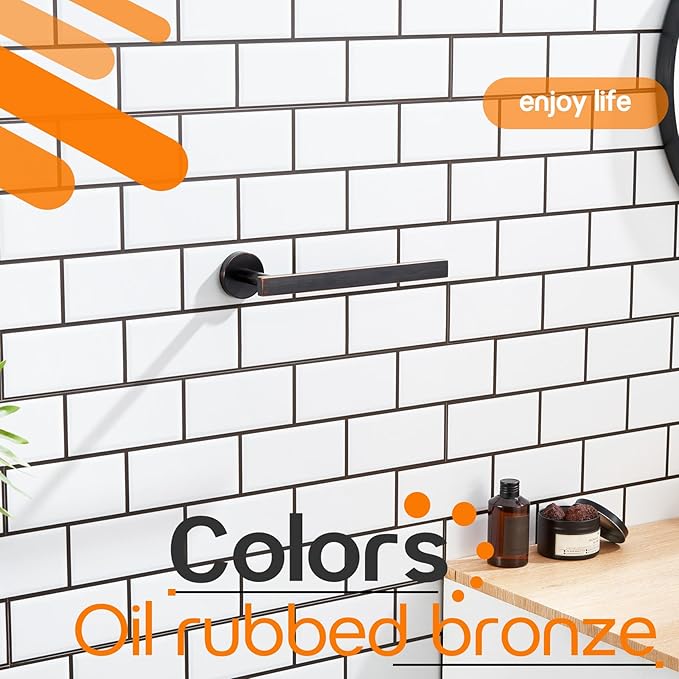AONEON Bath Towel Rings Bathroom Towel Holder Modern Small Hand Towel Bars Stainless Steel Wall Mounted Oil Rubbed Bronze AN3001ORB