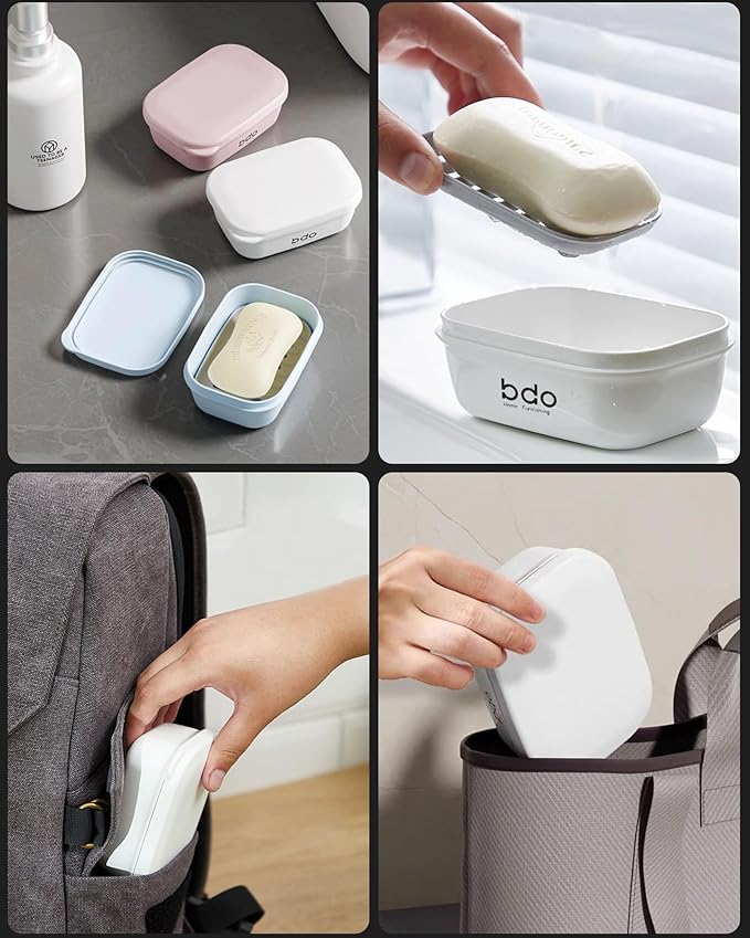 Travel Soap Case, Leakproof Soap Container with Lid, Portable Bar Soap Holder for Traveling, Soap Dishe for Bathroom, Shower, Gym, School, Camping, Vacation, Outdoor (Pink)