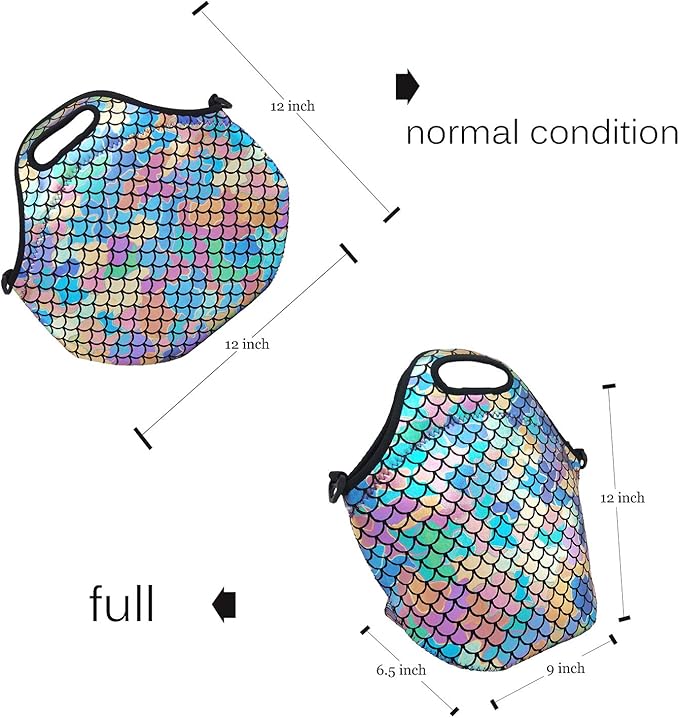 YOUDA Insulated Lunch Bag Neoprene Shoulder Lunch Tote Boxes Bags for Women Men Work Office Outdoor Picnic Travel (Colorful)