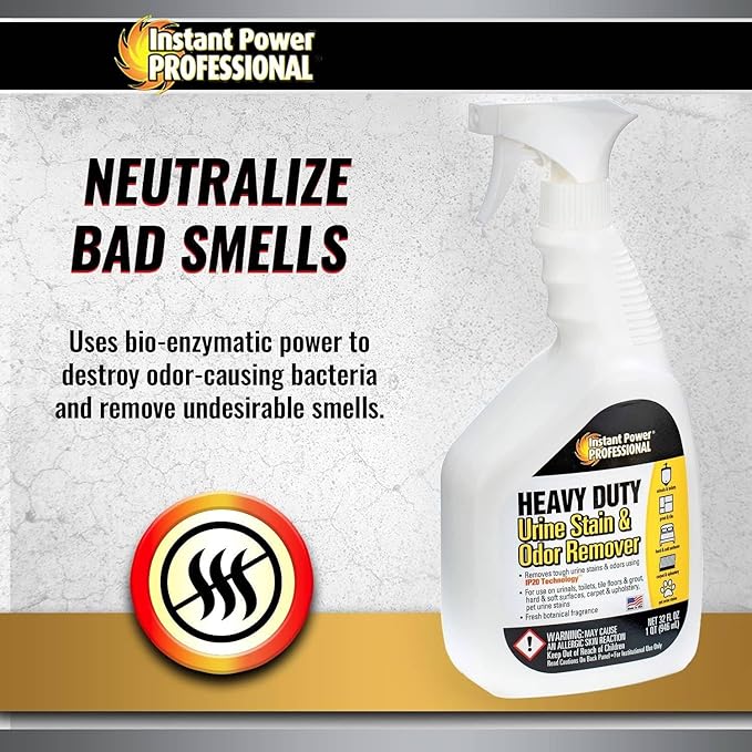 Instant Power Heavy Duty Urine Stain and Odor Remover, Stain and Smell Remover, 32 Fl. Oz.