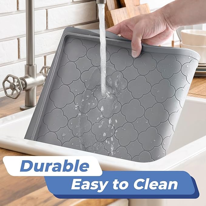 Jin&Bao Waterproof Under Sink Mat 37" x 22", Thick Silicone Mat Cabinet Protector for Kitchen and Bathroom, Shelf Liner, Home Organizer and Storage, Multipurpose Tray for Gadgets and Essentials