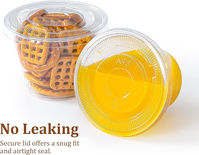 AOZITA 100 Sets, 9 oz Clear Plastic Cups With Flat Lids No Hole, Disposable Cups With Lids for Ice Cream, Pudding, Cake, Snacks Smoothie, Milkshake, Cold Drinks