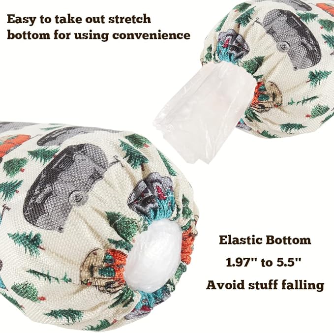 2 Pcs Camping RV Essentials Plastic Bag Holder, Reusable Hanging Grocery Bags Holder for Camper RV Accessories, Portable Trash Bags Organizer for Camper Must-Haves, Picnics, Beach, Hiking