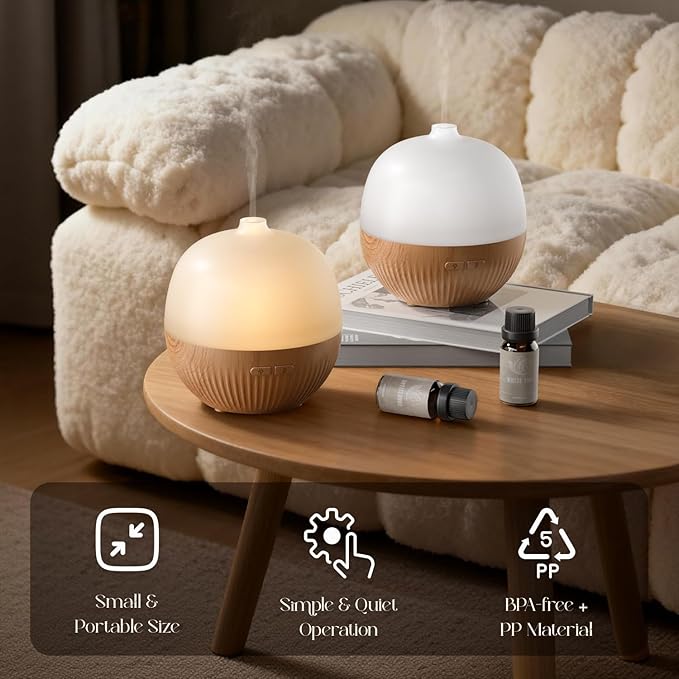 ARVIDSSON Essential Oil Diffuser 2 Pack, 100ml Aromatherapy Diffuser with Mood Light, Ultrasonic Oil Diffusers for Home, Small Diffuser for Essential Oils, Gift for Women