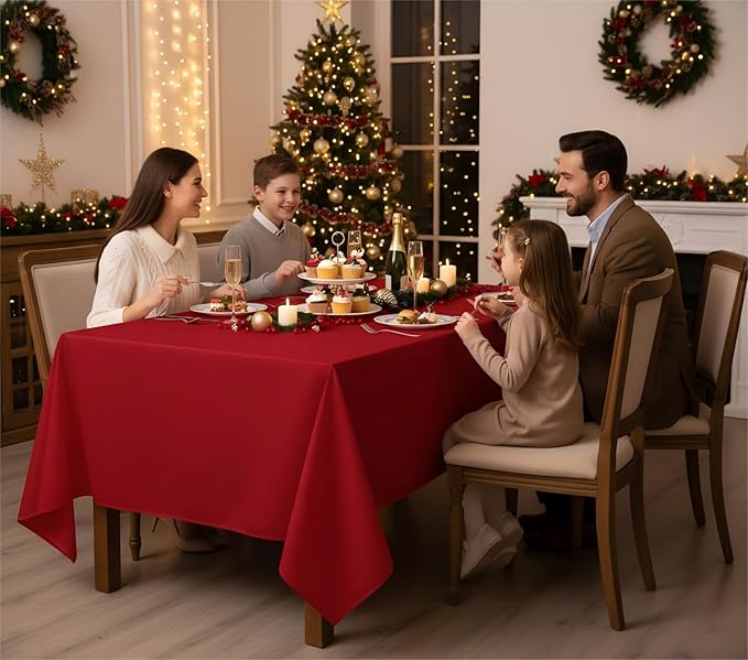 Fitable Red Tablecloths for Rectangle Tables, 6 Pack - 70 x 120 Inches - Reusable and Washable Table Clothes for 6-8 Ft Tables, Polyester Fabric Table Covers for Wedding, Party, Banquet