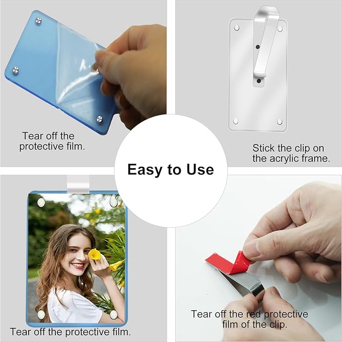 2Pcs Car Picture Holder Visor Photo Clip Acrylic Magnetic Personalized Car Accessories Vertical Horizontal Display for Adding Family or Personal Photos