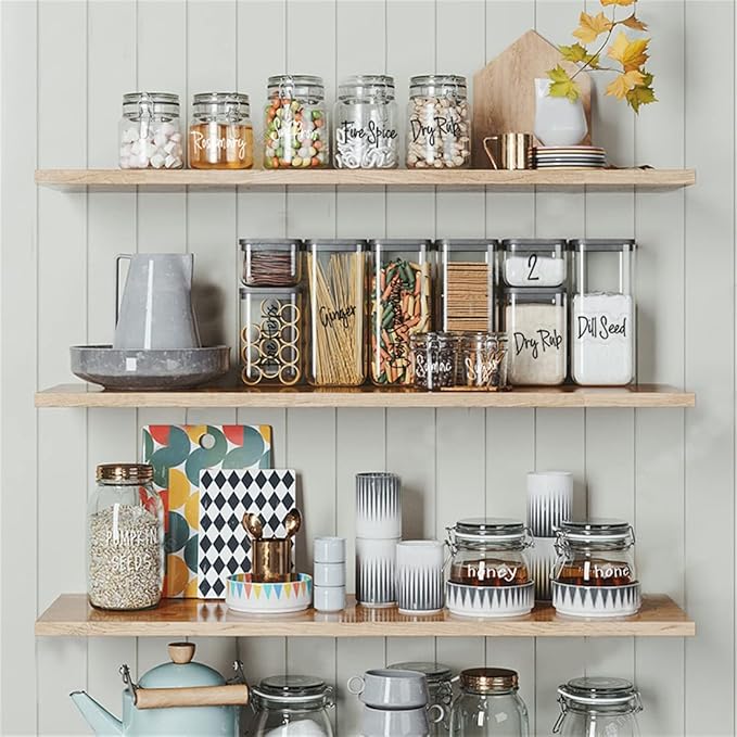 278 Pcs Clear Spice Jar Labels Preprinted Set,Waterproof Pantry Labels Stickers for Organization and Storage,Spice Pantry Names Preprinted, Word Art Personalised Black& White Labels Clear Stickers