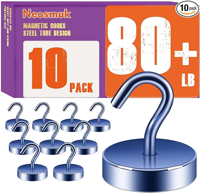 Neosmuk Magnetic Hooks, Cruise Ship Essentials, 80lb+ Heavy Duty Magnetic Hooks for Cruise Cabins, Refrigerator, Grill, Hanging, and Travel | Extra Strong Must-Haves Magnet Hook,Navyblue