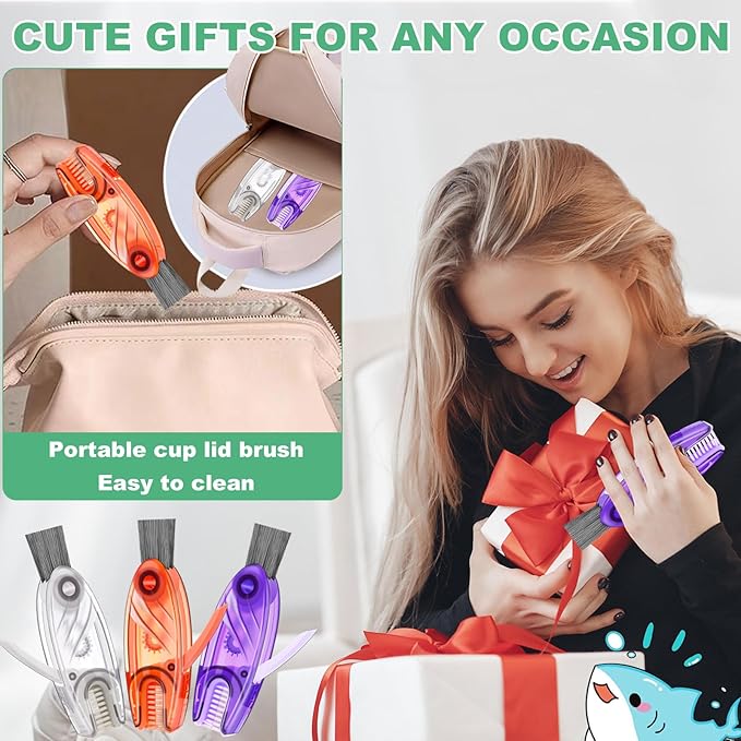 4 in 1 Cup Lid Cleaning Brush, Portable Water Bottle Brush, Multifunctional Cup Lid Cleaner Brush Set for Tight Spaces, Bottle Gaps, Tumblers, Travel Mug Caps(3 PCS)