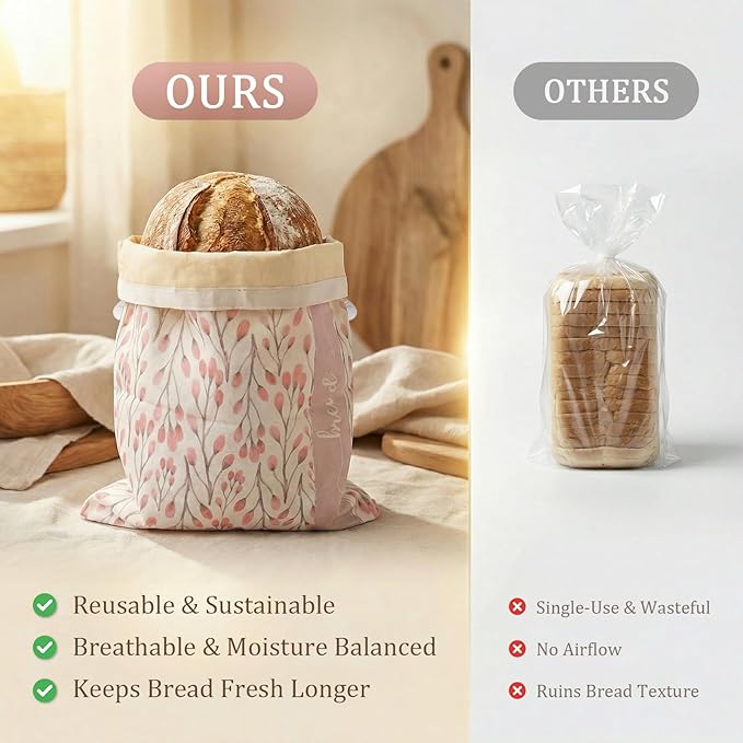 2 Pack Beeswax Sourdough Bread Bags, Large capacity 13x17'' for Homemade, Reusable Organic Beeswax Linen Cotton Bread Storage Bag with Lock Closure, Keeps Fresh, Homesteading Essentials