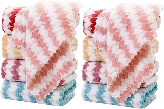 10 Pack Heart Microfiber Face Cloths for Washing face, Highly Absorbent Cleaning Towels, Microfiber Rags for Washing Dishes, Car, Window Clean Cloth(55-12)