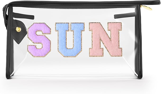 Embla Makeup and Lotion Bag - Waterproof Makeup and Sunscreen Pouch for Travel, Beach, Pool - Clear Zipper Pouch for Sunscreen and Cosmetics Storage, Durable Make Up Organizer for Beach Bag Essentials