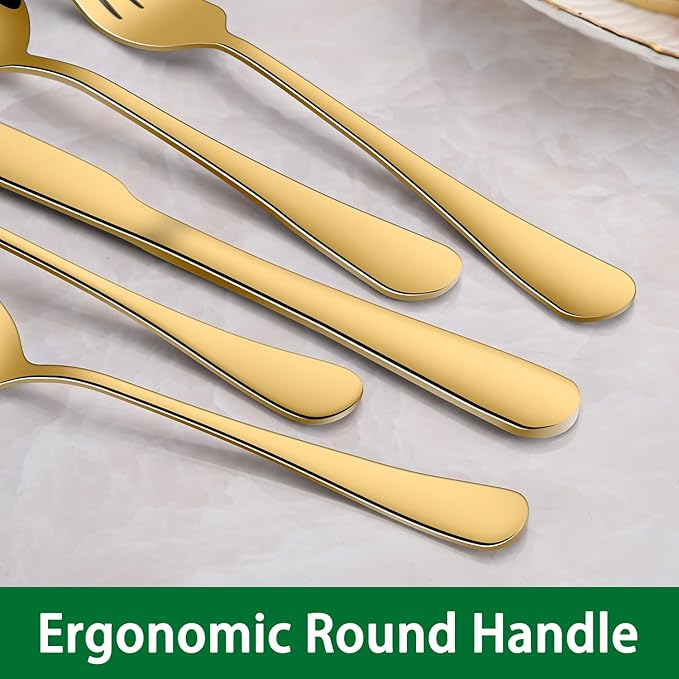 Gold Soup Spoons,8 PCs 7.3 Inch Dinner Spoons,Durable Mirror Polishing Stainless Steel Silveware Main Spoon,Dishwasher Safe Gold Table Spoon For Home Restaurant Hotel