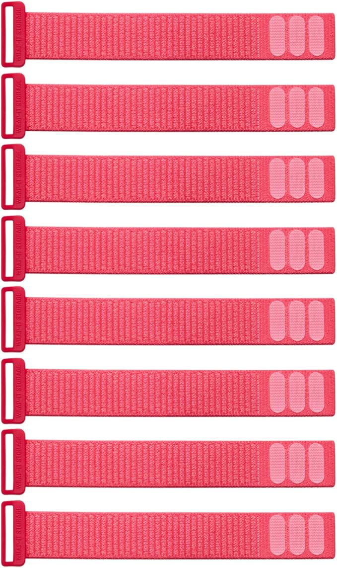 Wrap-It Storage Cinch Straps - 5" (8-Pack) Coral - Appliance Cord Organizer and Cable Ties for Chargers and Home Office Accessories