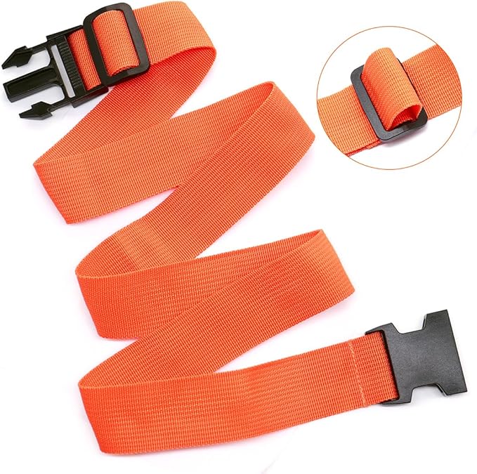 2-Pack Luggage Straps: Add-A-Bag Straps to Connect Two Suitcases, Adjustable Luggage Belt Connector for Carry-On, Travel Attachment Accessories for Connecting Your 3 Luggages, Orange