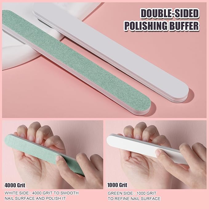 FANDAMEI Nail Buffers and Files, 8PCS Colorful Nail Buffer Block, 8PCS Blue Nail File, 2PCS 7 Way Nail File & 2PCS Nail Polishing Buffer. Professional Nail Care Tools Kit.