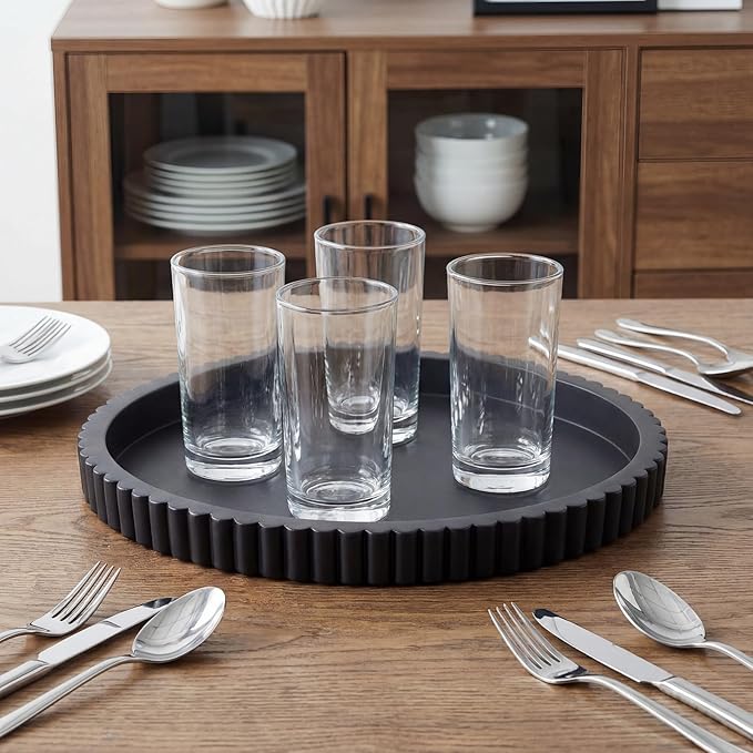 Oval Concrete Decorative Tray for Coffee Table Decoration 15" Modern Black Table Centerpieces Decorative Ottoman Tray for Serve Home Decoration Accent Bandejas Decorativas Gift