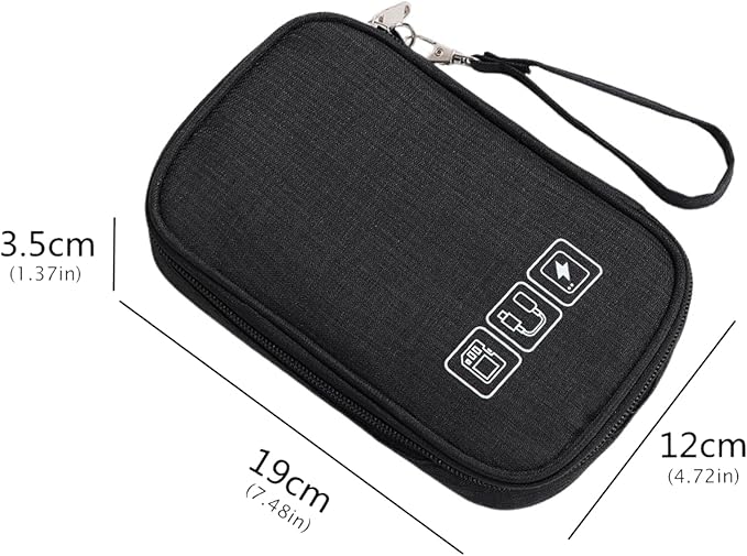 3Pcs Electronic Organizer Travel Cable Organizer Bag Pouch Portable Small Electronic Cable Pouch Electronics Accessories Organizer Travel Digital Storage Bag for Power Bank Charger Card, Black