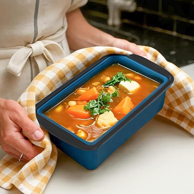GORCI Silicone Freezer Tray With Lid, 2 Large 4 Cup Large Soup Freezer Molds Container for Meal Prepping, Ice Cube Tray, Perfect for Storing Leftovers, Sauces, Lasagna, 2-Pack