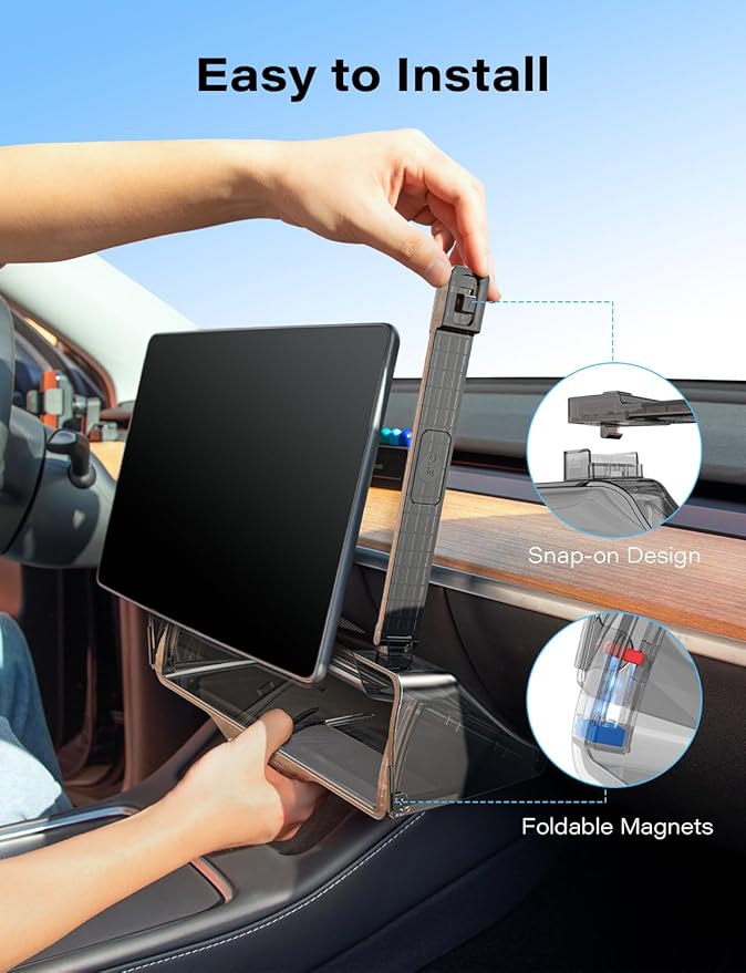 TAZENI Under Screen Storage Box Fit Model Y Juniper Model 3 Highland, Magnetic Hidden Privacy Storage for Model Y 3 Accessories, Center Console Organizer for Model Y 2019~2026 & Model 3 2016-2026