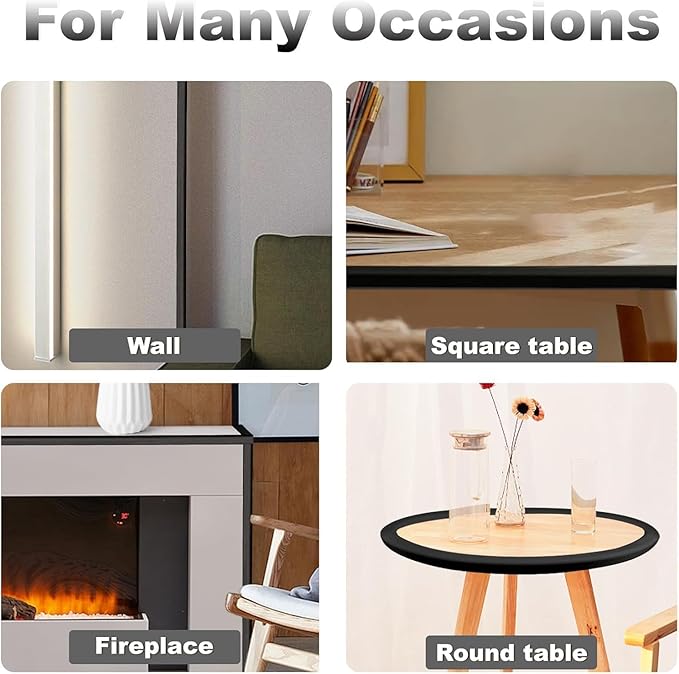 Baby Proofing Edge and Corner Guards, (20ft Edge + 8 Corners) Safety Furniture Bumper, Baby Corner Protector for Fireplace, Table, Stair, Cabinet, 3M Adhesive, Black