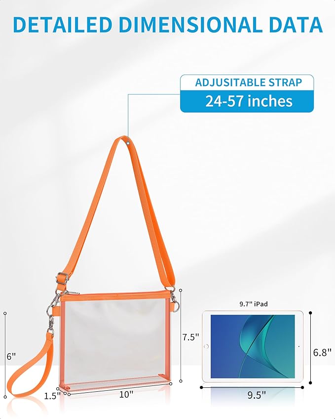 Bagenius Clear Bag for Stadium Events, Clear Purse with Detachable Strap, Sports fan Handbag Purses for Game Day and Concert