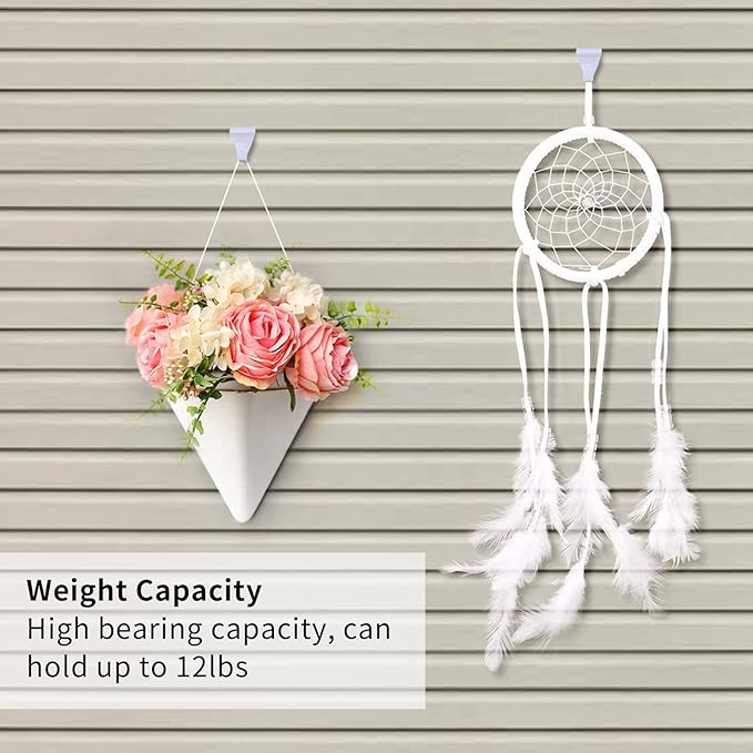 Biaungdo 12 Pcs Vinyl Siding Hooks, Heavy Duty Stainless Steel White Vinyl Siding Hangers, No Hole Needed Low Profile Siding Clips for Hanging Wreath, Outdoor Decorations