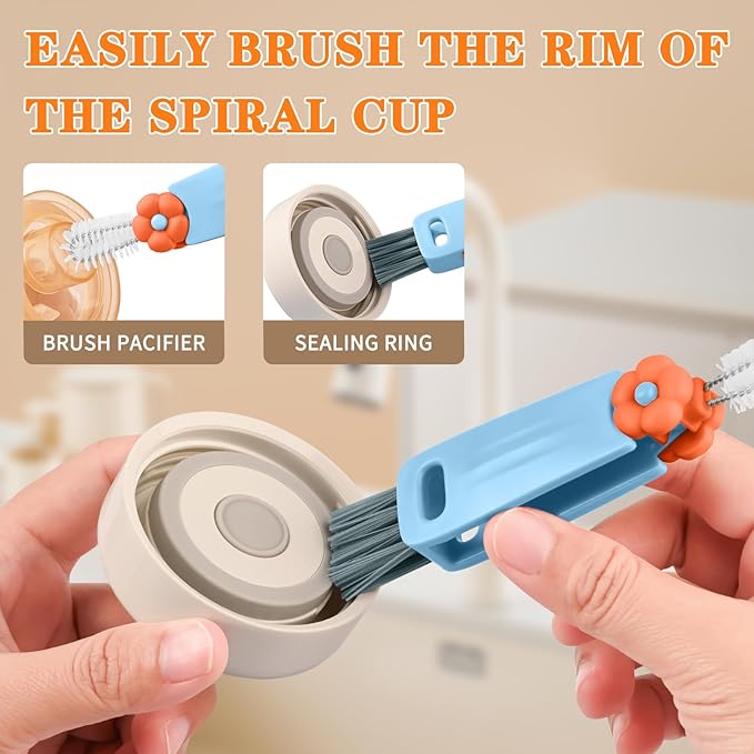 3 in 1 Cup Lid Cleaning Brush Set, Multifunctional Bottle Crevice Cleaning Brush, Portable Cup Lid Gap Cleaner, Water Bottle Cleaner Brush, Home Kitchen Cleaning Tools