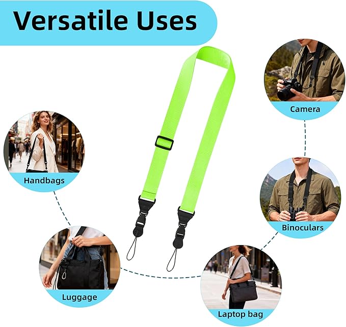 Adjustable iPad Strap:Comfortable Nylon Neck Strap Lanyard for Tablet Case,Camera Binocular Crossbody Laptop Luggage Bag(Fluorescent Green)