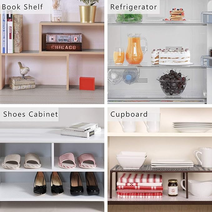 HooTown Refrigerator, Fridge, Freezer Shelf Liner and Drawer Mats 17.5 Inch Wide x 78.7 Inch Long, Non Slip EVA Plastic Washable Waterproof Pads for Kitchen Cabinet, Pantry Closet, Cupboard, Clear