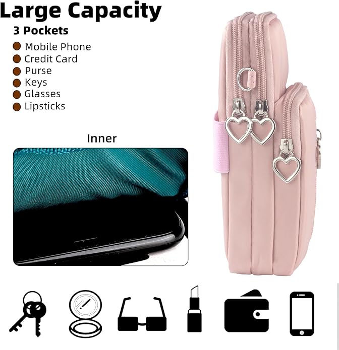 JANKS Small Crossbody Bag for Women - Mini Phone Purses with Crossbody Strap and Wallet - Nylon Arm Bag