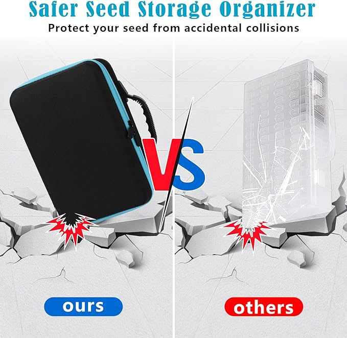 60 Slots Seed Storage Organizer with 20 Seed Envelopes, Sturdy Seed Organizer Storage Box with Zipper Bag Label Stickers(Seeds not Included), Seed Storage Container for Flower Plants Garden