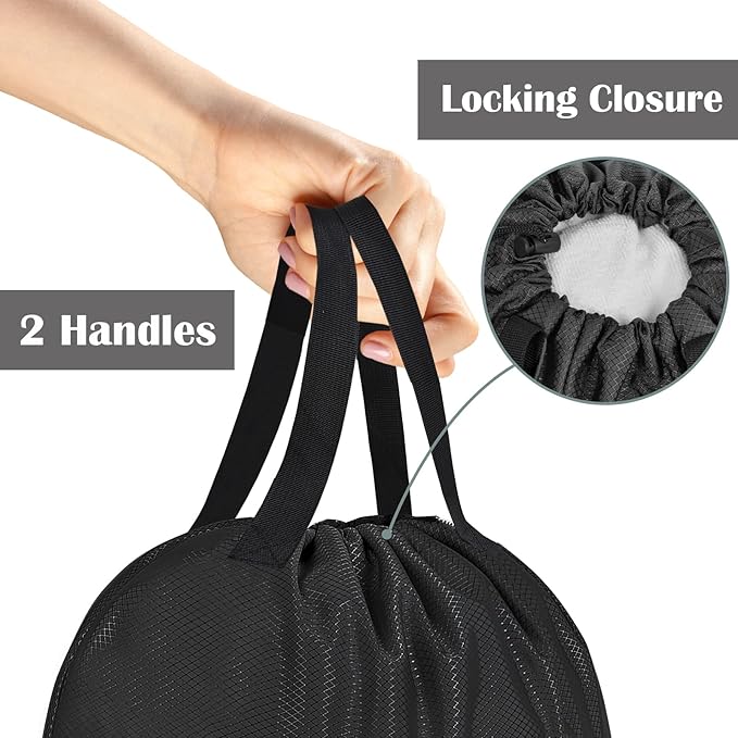 Sylfairy 2 Pack XL Laundry Bag with Strap, Heavy Duty Travel Laundry Bag, Rip-Stop Dirty Clothes Shoulder Bag with Drawstring, Easy Fit a Laundry Hamper or Basket Travel Essentials (Black)