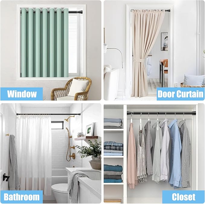 AIZESI Shower Curtain Rod 30-64 Inch Adjustable Curtain Rods Never Rust & Non-Slip, No Drilling, Short Shower Rods Spring Tension Curtain Rod for Window Bathroom Doorway Closet
