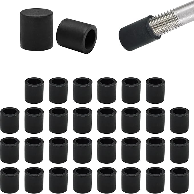 EASYEAH 3/8" (9.7mm) Silicone Chair Leg Floor Protectors, Rubber Chair Leg Caps, Non-Slip Furniture Pads Round Chair Feet Covers End Caps for Hardwood Floors, Patio & Table Foots, Black (30PCS)