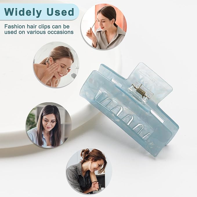 VOCOSTE Hair Caw Clips, Acetic Acid Hair Clips, Tortoise Hair Clips, Large Hair Claw Clips, Hair Barrettes for Women, Blue