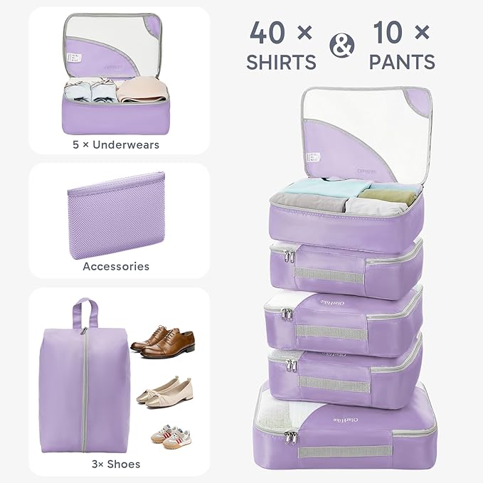 10 Set Packing Cubes for Travel, Gifts for Women Mom,Anti-Tearing Suitcase Organizer,OlarHike Vacation Essentials & Accessories for Cruise Ship